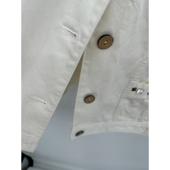 Ruby Rd Cream Ivory Cream Button Down Denim Jacket Embelished Women 18W NWT - Picture 6 of 8